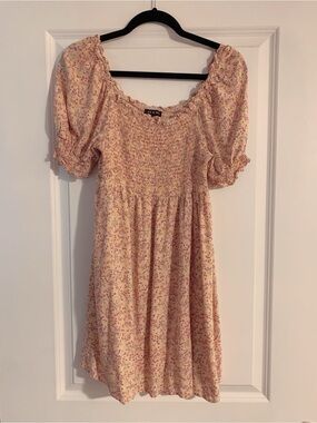 Smocked Puff Sleeve women’s  Dress - Pink Floral